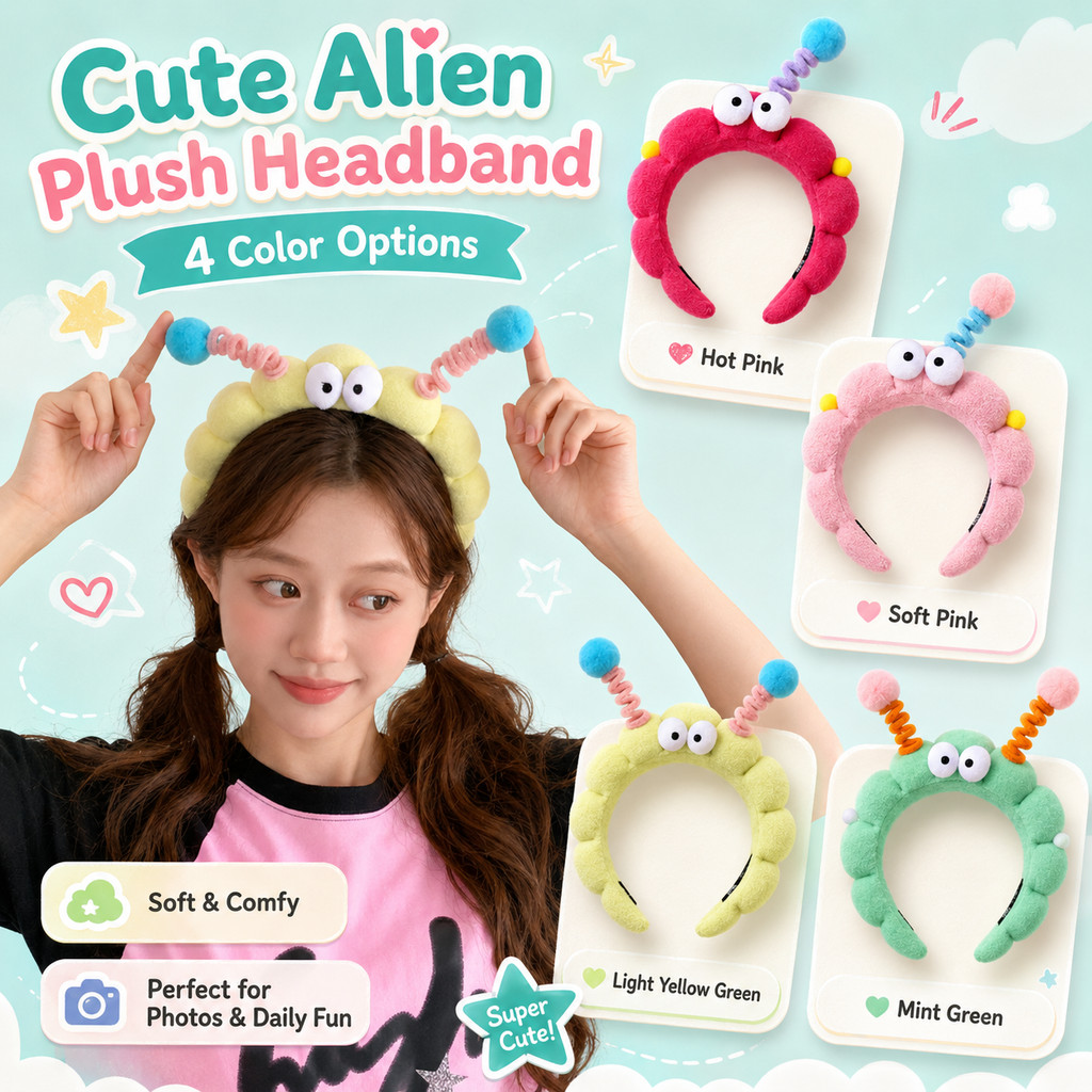 Pilom Cloud น่ารัก Big Eyed Plush Hairband หญิงตลกบิด Stick Face Washing Photo ที่คาดผมเครื่องประดับผม