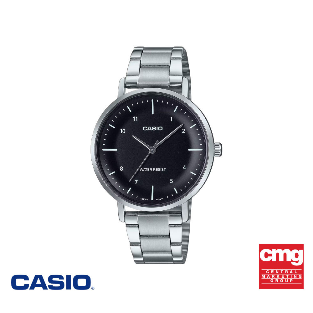 CASIO นาฬิกาข้อมือ CASIO รุ่น LTP-VT03D-1BDF สเตนเลสสตีล สีดำ