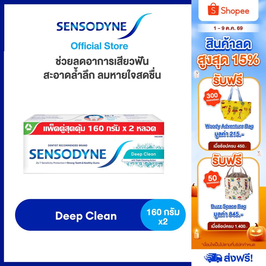 [เลือกสูตรได้] SENSODYNE TOOTHPASTE เซ็นโซดายน์ ยาสีฟัน  ลดการเสียวฟัน 24/7 160 กรัม แพ็ค 2