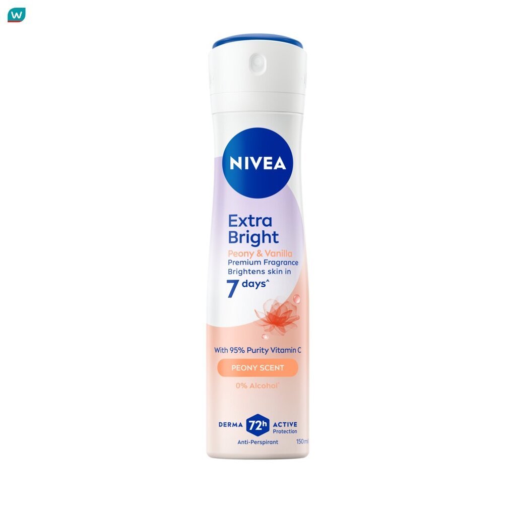 Nivea นีเวีย สเปรย์ เอ็กซ์ตร้า ไบรท์ พรีเมียม ฟราแกรนซ์ พีโอนี แอนด์ วานิลลา 150 มล.