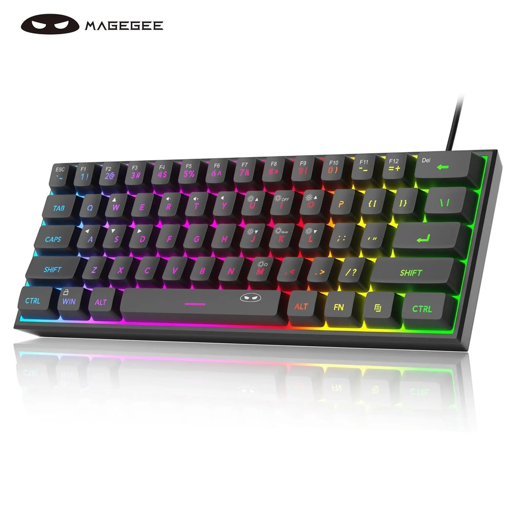 MageGeeMini60% Gaming Keyboard, RGB Backlight 61-Key Ultra-Compact Keyboard, TS91 Ergonomic Mechanical Feel Office Computer Keyboard, เหมาะสําหรับ PC, MAC, PS4, OneGamePlayer