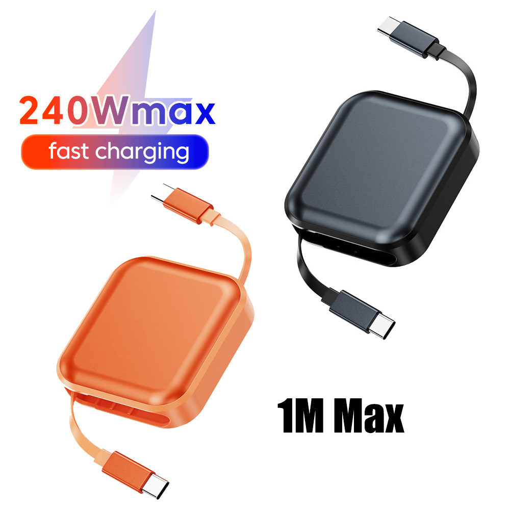 Twitch PD240W Fast Charge Type C ถึง Type C แบบพกพา Retractable Data Cablee Fast Charging Wire สําหรับสมาร์ทโฟน 1M MAX