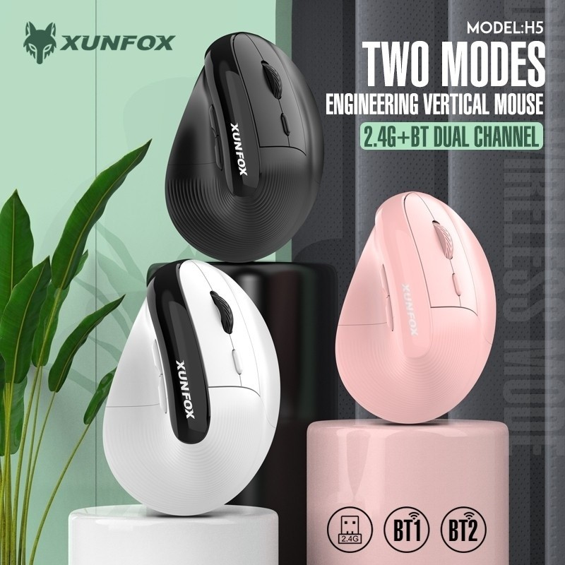 Rechargeable Vertical Mouse 2.4Ghz + Bluetooth Gaming Mouses with USB ...