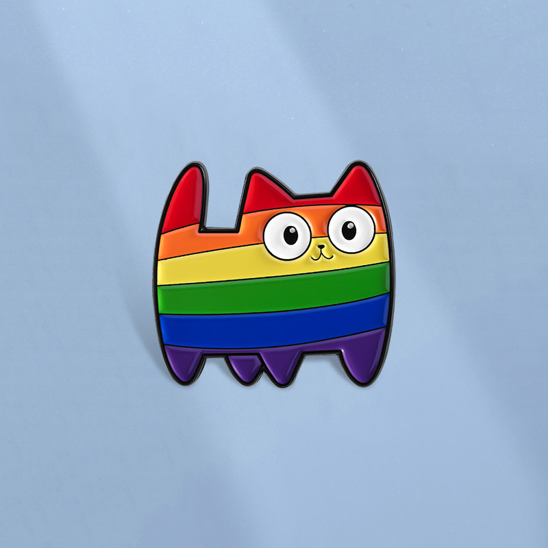 เข็มกลัด Rainbow Cat เคลือบสีสันสำหรับ LGBTQ Pride เป็นของขวัญสำหรับ ...