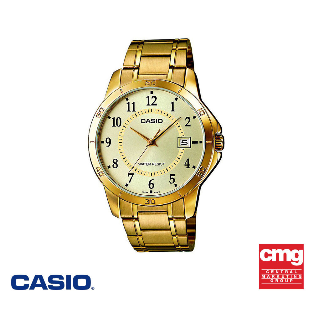 CASIO นาฬิกาข้อมือ CASIO รุ่น MTP-V004G-9BUDF วัสดุสเตนเลสสตีล สีทอง