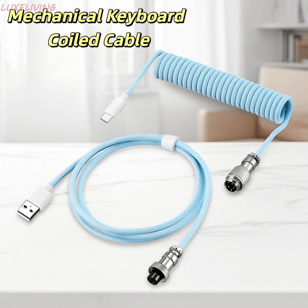LUXELIVING Mechanical Keyboard Type C สาย USB, ขั้วต่อที่ถอดออกได้พอร์ต USB a Mechanical Keyboard Coiled Cable, USB a To Type C Mechanical Keyboard Coiling Cord