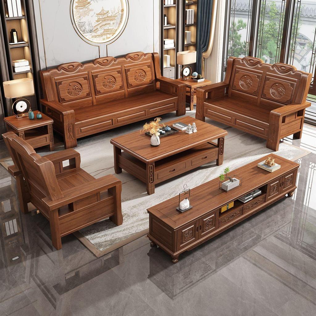 Rosewood solid wood antique carved sofa for living room, suitable for both large and small spaces wooden sofa for winter