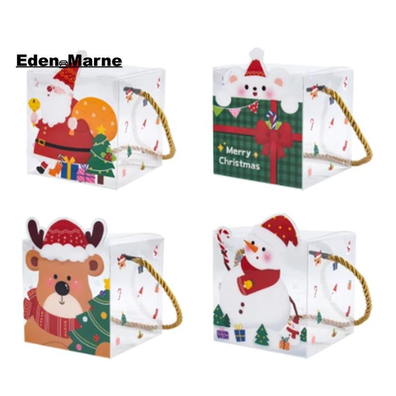 [Eden_Marner]20 ชิ้นคริสต์มาส PVC Square Clear Candy กล่องของขวัญ ...
