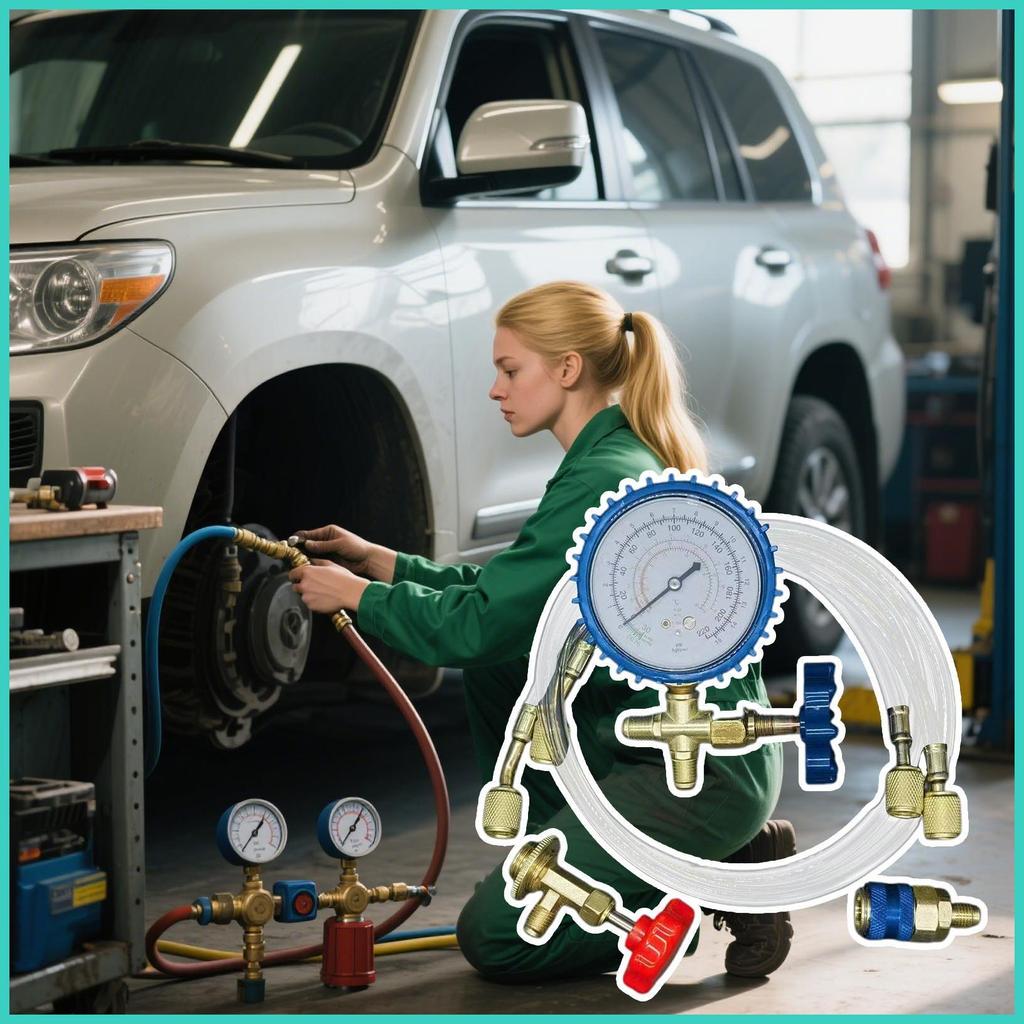 Air Conditioner Recharge Kit Car Refrigerant Recharge Kit Gauge ท่อ ...