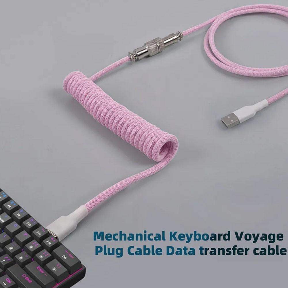 HONGSHENG Mechanical Keyboard Coiled Cable, พอร์ต USB a ที่ถอดออกได้ Connector Mechanical Keyboard Type C สาย USB, ขั้วต่อการบิน Mechanical Keyboard Coiling