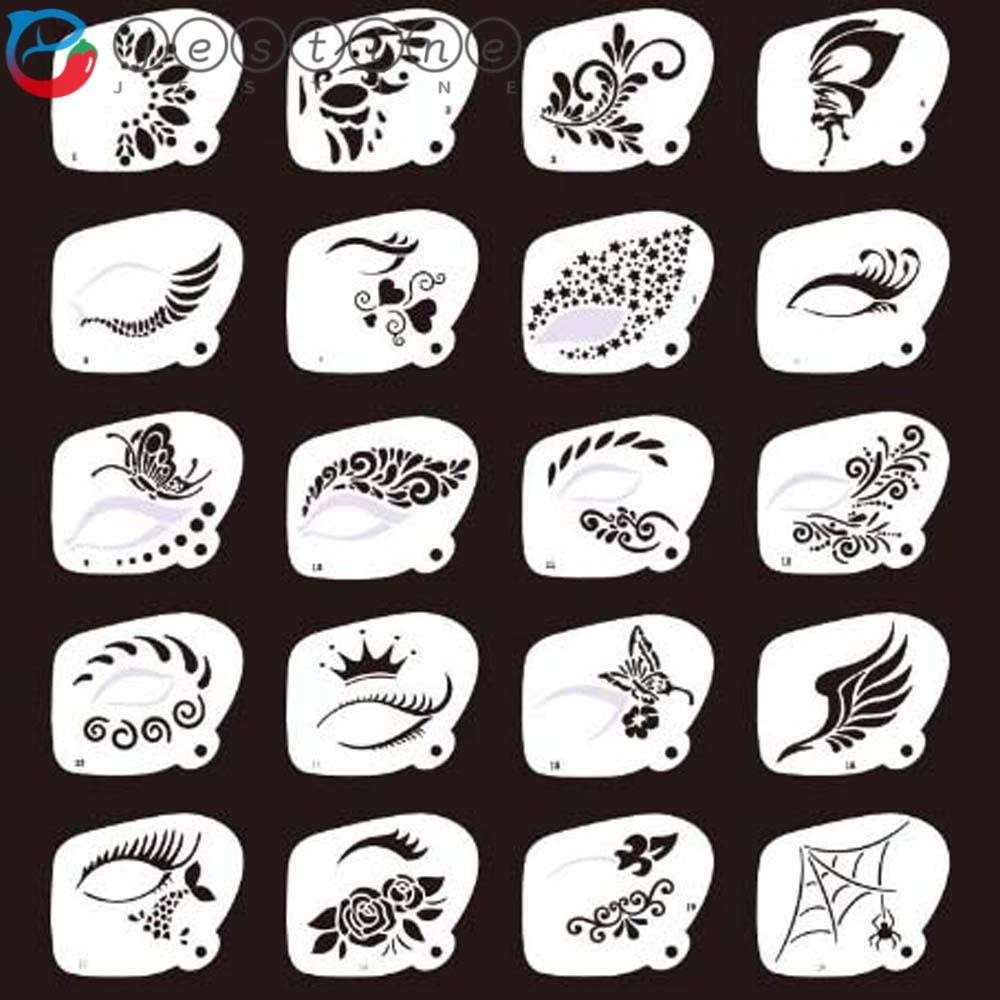 JESTINE Body Art Paint Stencils, นํากลับมาใช้ใหม่ได้หลายรูปแบบ Face ...