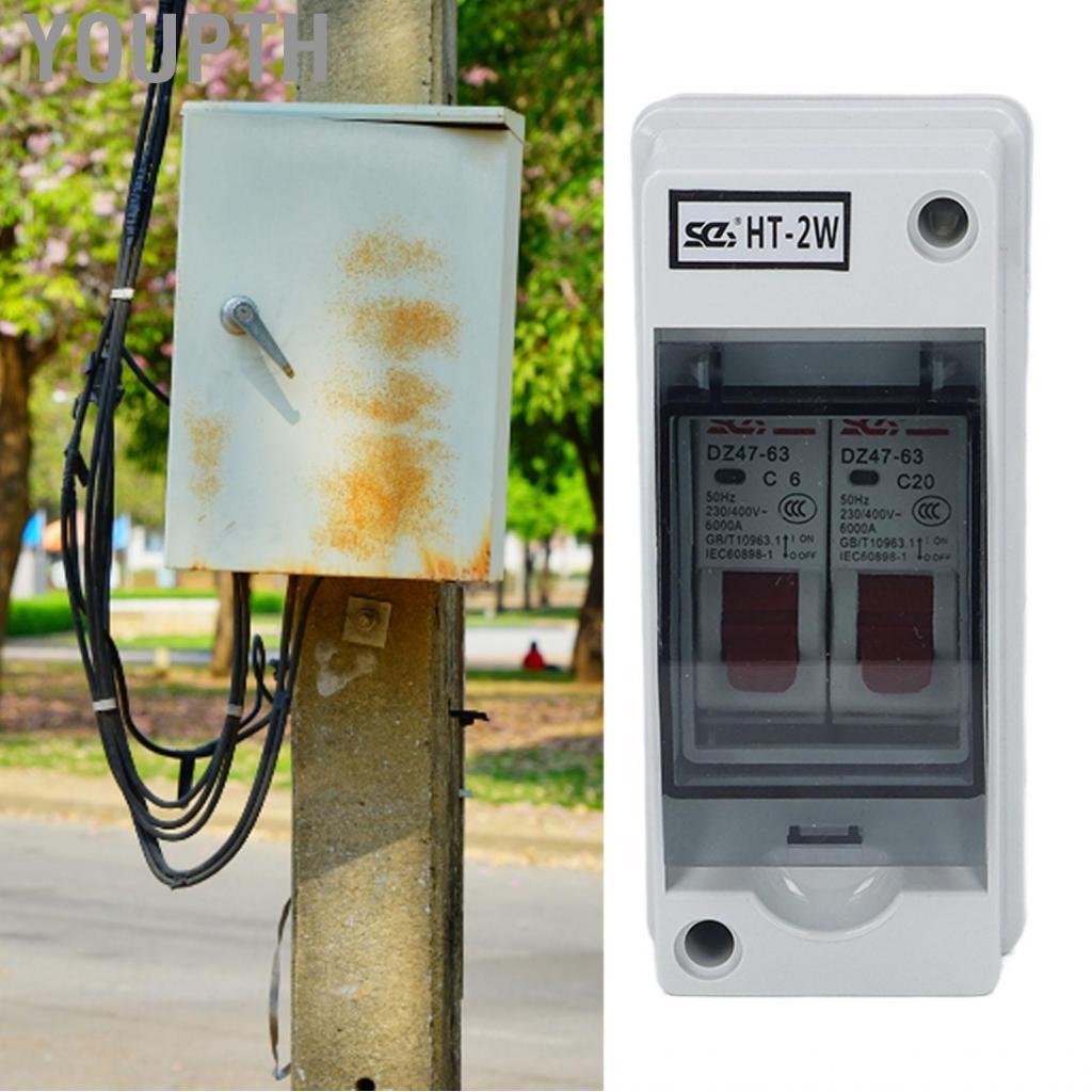 Tbest SG Outdoor Waterproof Distribution Box – 2-Way MCB Enclosure, Impact & Fire-Resistant Plastic, For AC 230V/400V (C6+C20)