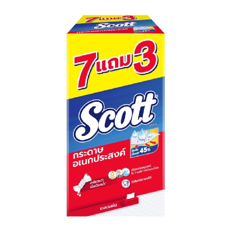 SCOTT กระดาษอเนกประสงค์ แบบแผ่น 76 แผ่น (แพ็ค 7+3 ห่อ)