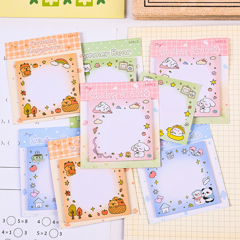 30 แผ่น Cute Amimal Season Series Sticky Notes Student Portable Memo ...