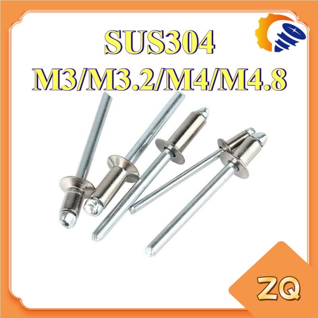 304 สแตนเลสสตีลหัว countersunk blind Rivet หัวแบนกึ่งเหล็กดึงเล็บเปิด ...