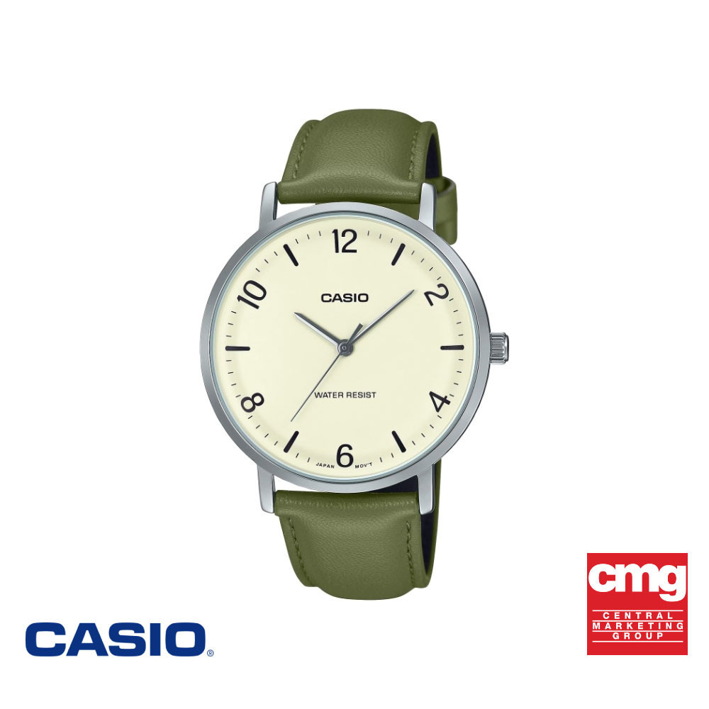 CASIO นาฬิกาข้อมือ CASIO รุ่น MTP-VT03L-7BDF สายหนัง สีเขียว