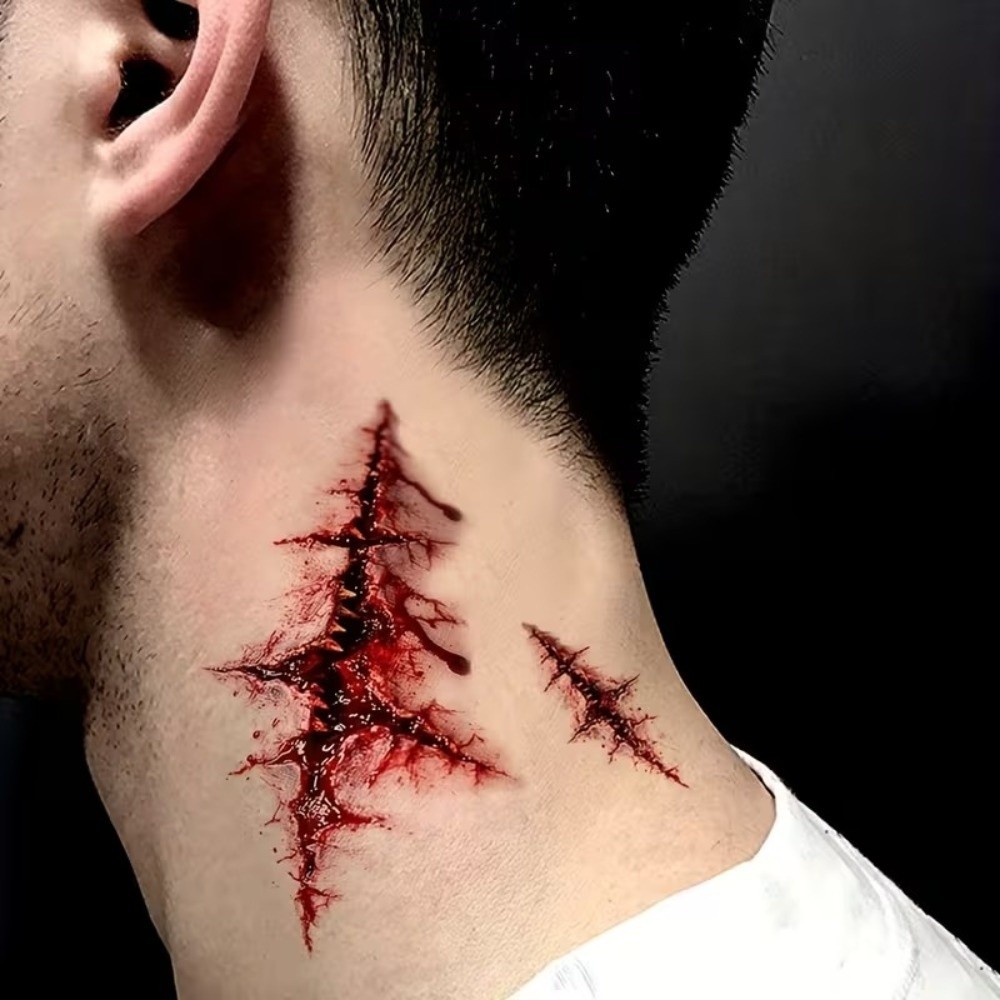 DANILLO 5 ชิ้น/เซ็ต Bloody Scar Tattoos Decals, สมจริงยาวนานชั่วคราว ...
