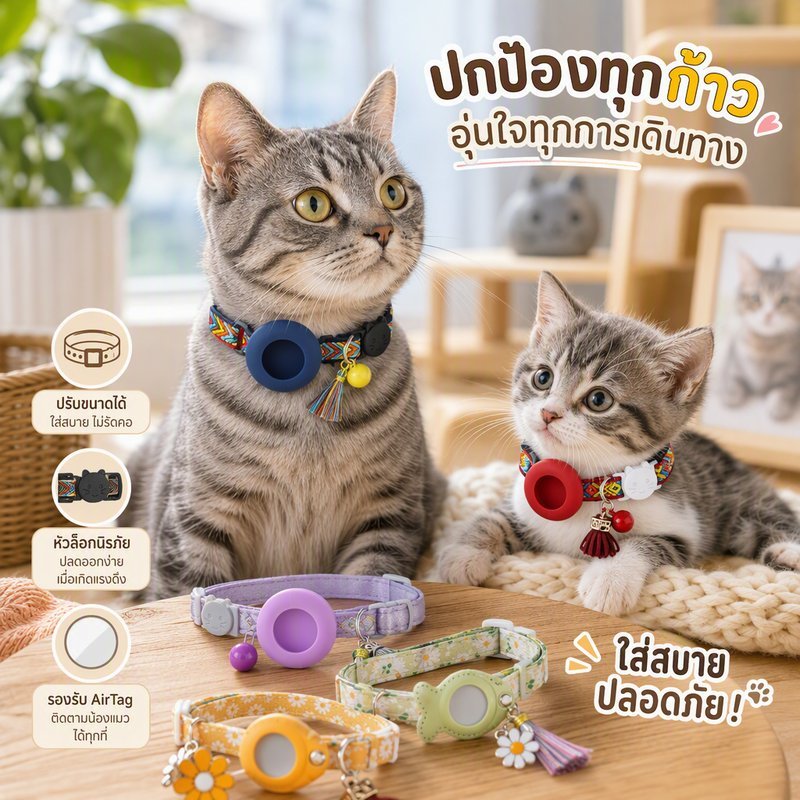 Breakaway Cat Collar with AirTag Holder and Bell