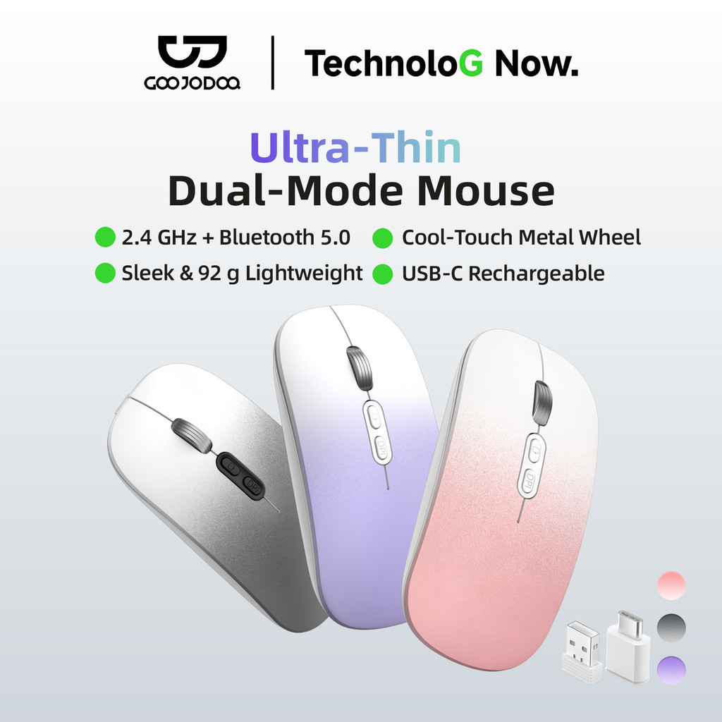 GOOJODOQ Mouse Bluetooth 5.0 and 2.4 GHz Wireless Connection 3 DPI ...