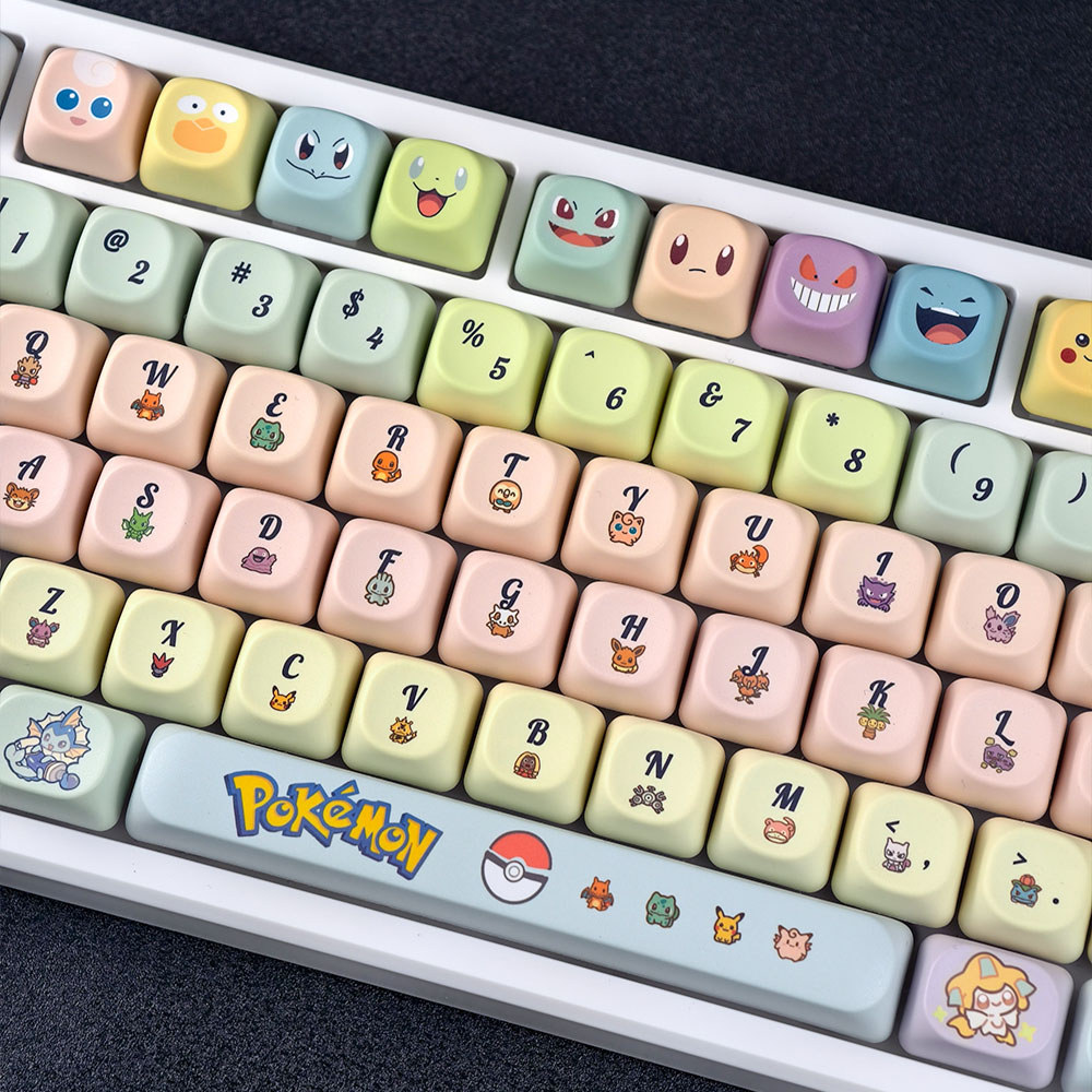 Pokemon Keycaps MOA โปรไฟล์ 130 คีย์ PBT Dye Sublimation Aula F75 F99 ...