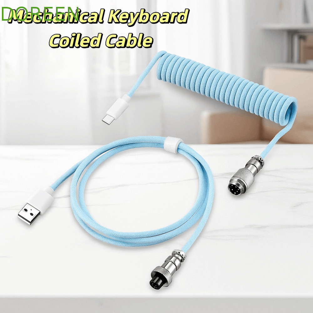 DOREEN Mechanical Keyboard Type C สาย USB, ที่ถอดออกได้ USB a ถึง Type C Mechanical Keyboard Coiled Cable, Aviation Connector พอร์ต USB a Mechanical Keyboard Coiling Cord