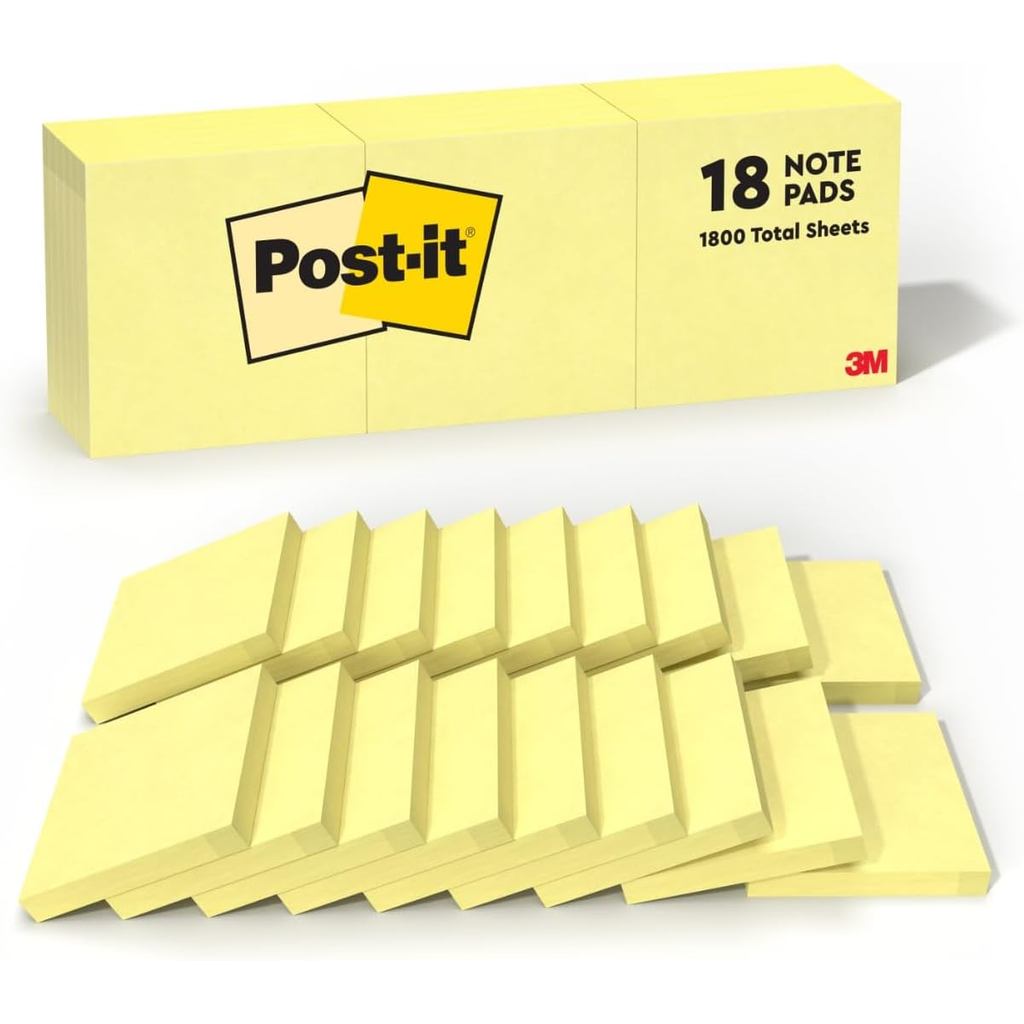 Post-it Notes, 3 in x 3 in, 18 Sticky Notes Pads, 100 แผ่นต่อแผ่น, The ...