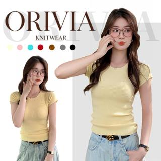 🔥ORIVIA🔥-16366 áo thun dệt chất liệu ice‑sling cao cấp cho nữ, cổ tròn tay ngắn, phong cách thường ngày phù hợp với mọi trang phục, dáng ôm sát