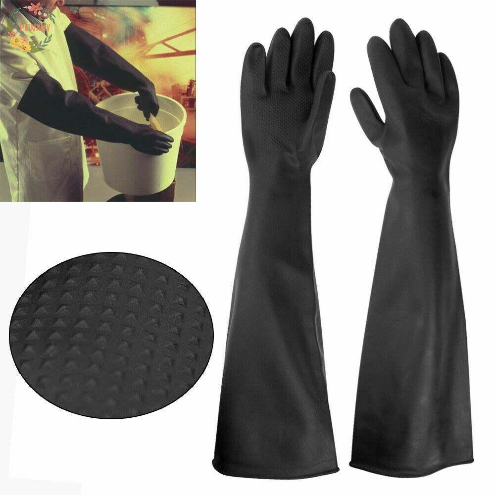 PEWANY Latex Gauntlets กรดด่างสีดํา Thicken ป้องกันยาว Lab ไม่มีสัมผัส ...