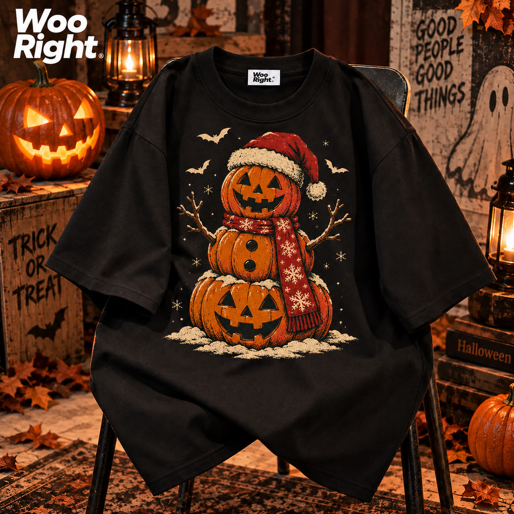 COD 24 ชั่วโมง Woo Right เสื้อยืดผู้ชาย Oversize ฮาโลวีน สตรีทวินเทจเสื้อยืดสีดำทรงหลวม Woo Right