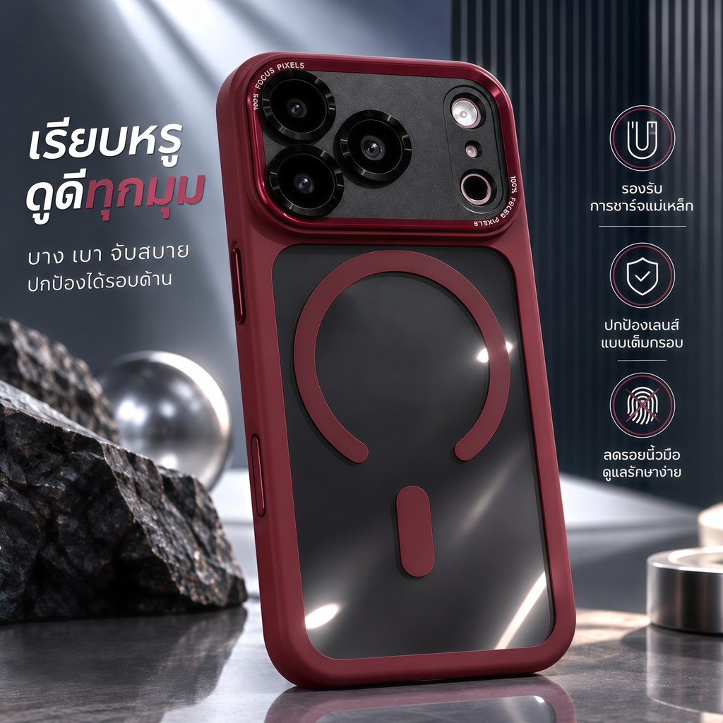 เคส iPhone 18 17 Pro Max หลังใส ขอบซิลิโคนนิ่ม กันกระแทก ปกป้องเลนส์ ...