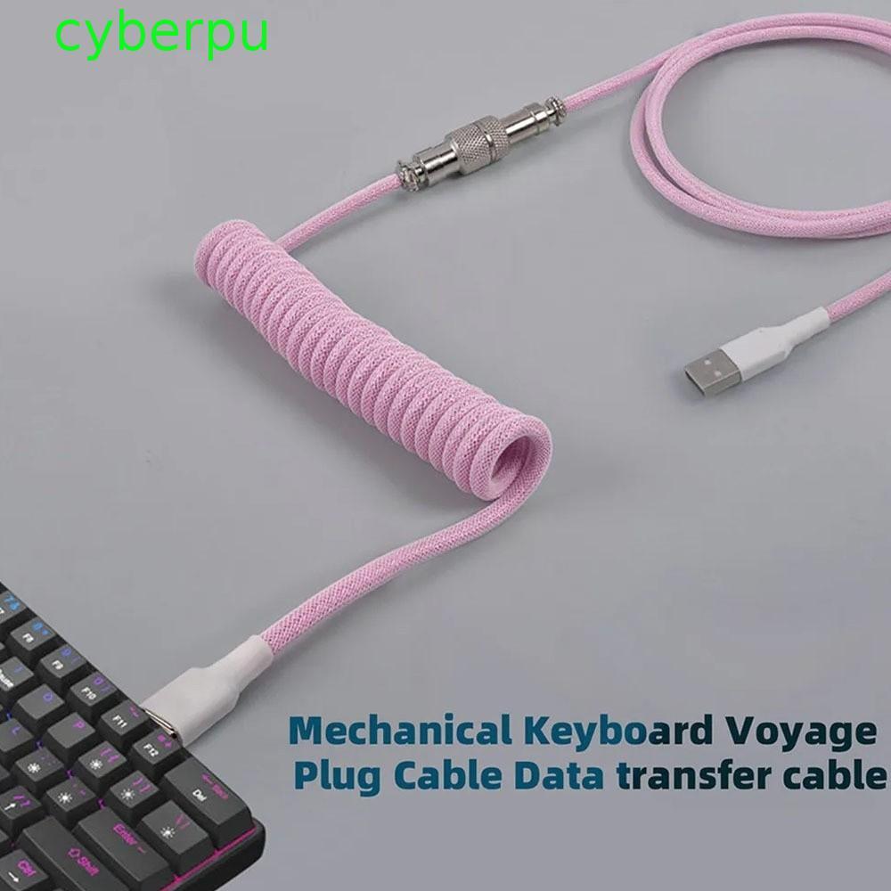 CYBERPULSE Mechanical Keyboard Type C สาย USB, การออกแบบขดพอร์ต USB a Mechanical Keyboard Coiled Cable, ขั้วต่อที่ถอดออกได้ Aviation Connector Mechanical Keyboard Coiling Cord