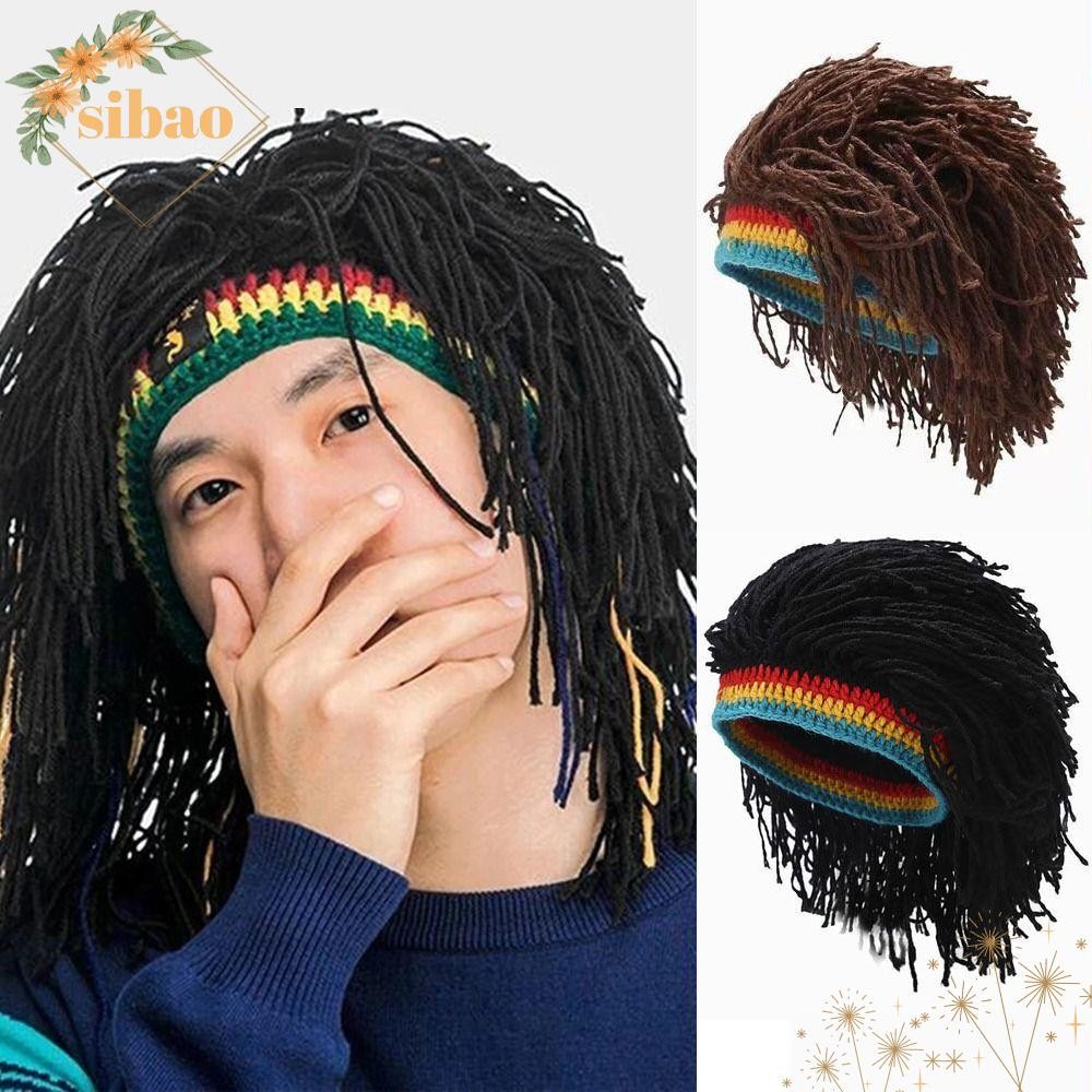 SIBAO วิกผม Braid หมวก, สีดํา/สีน้ําตาลเส้นใย Reggae Dreadlocks วิกผม ...