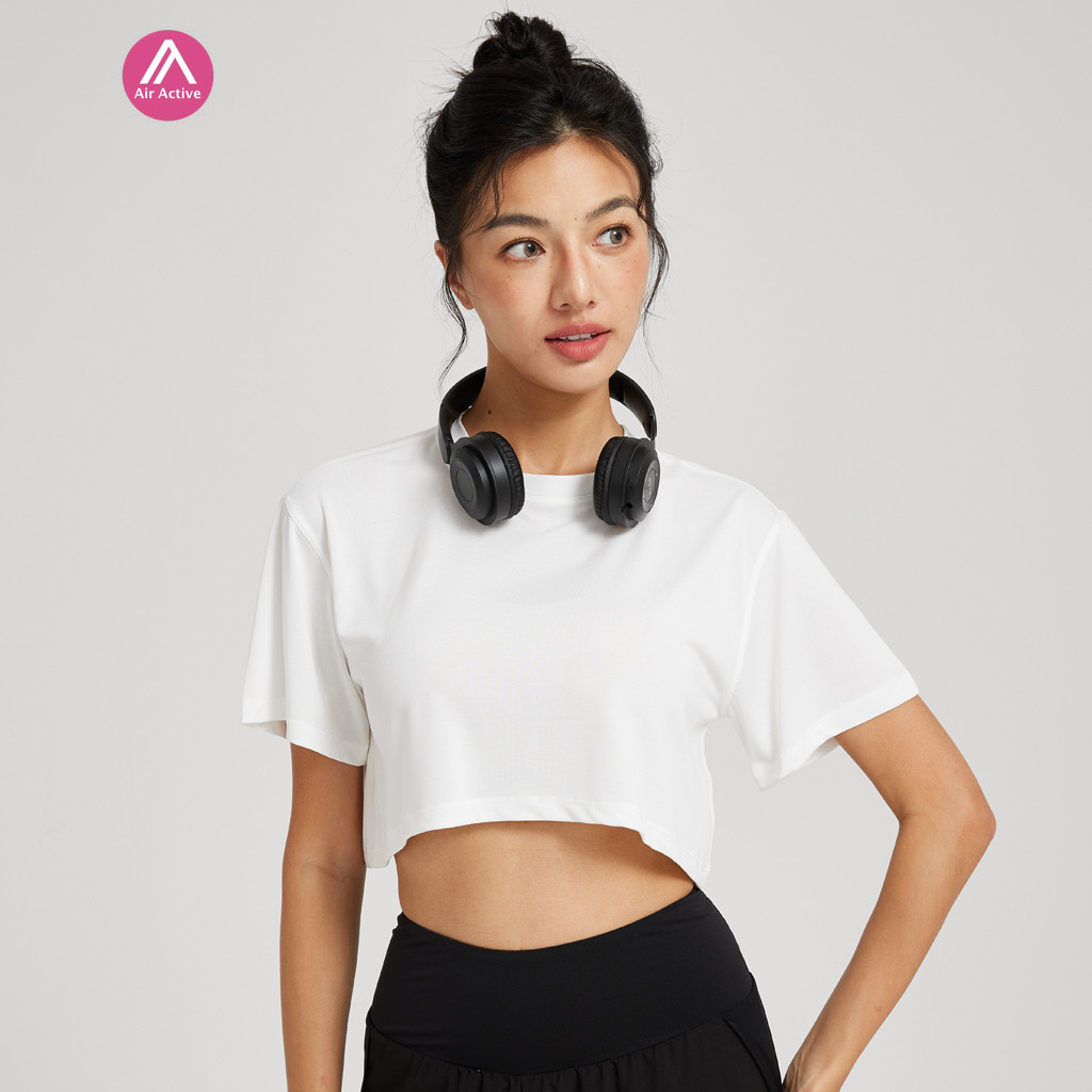 AirActive Leisure เสื้อครอปท็อปแขนสั้นลําลอง แบบแห้งเร็ว สําหรับเล่นโยคะ