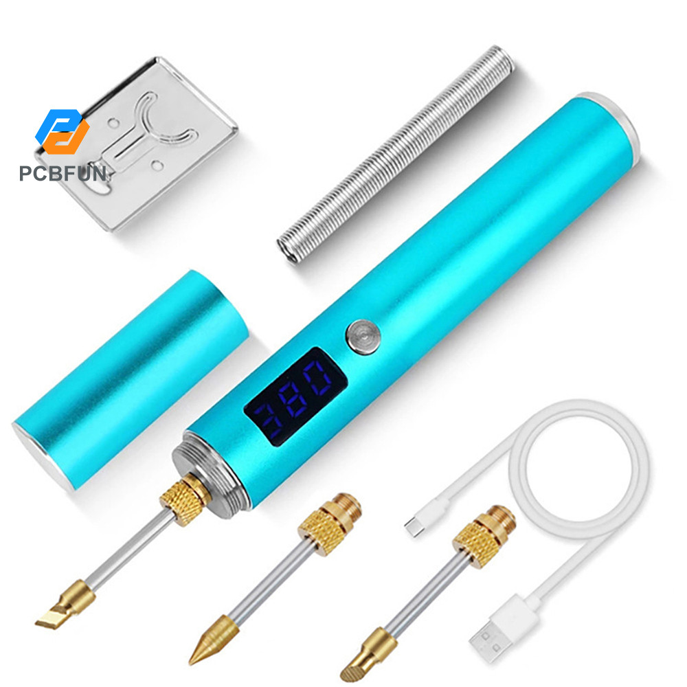 Pcbfun จอแสดงผลดิจิตอล LED อัจฉริยะแบบพกพาชุดหัวแร้งบัดกรีแบบปรับได้