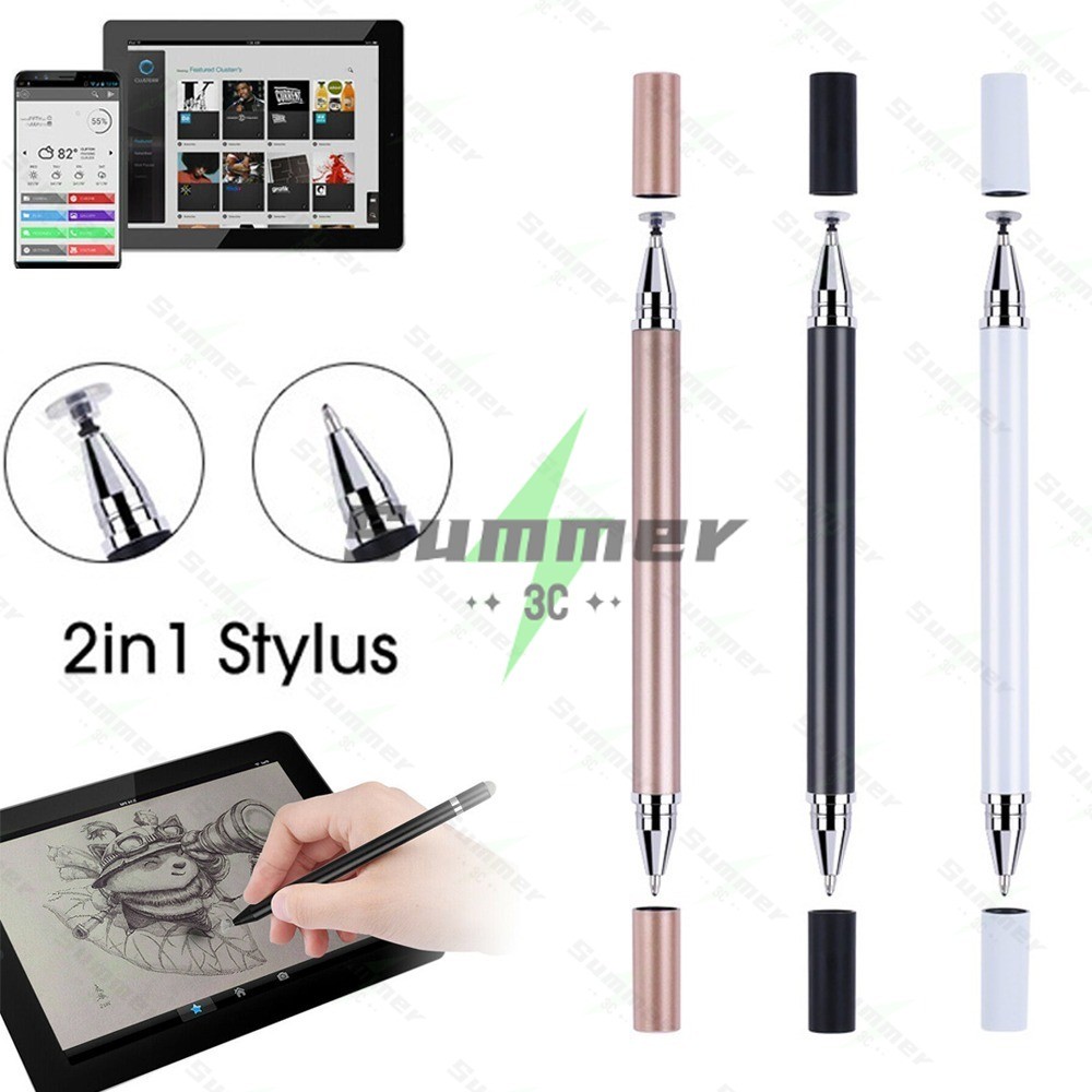 Summer ปากกาสไตลัส 2-in-1 สำหรับหน้าจอสัมผัส ปลายปากกาสไตลัสแบบแผ่น ...
