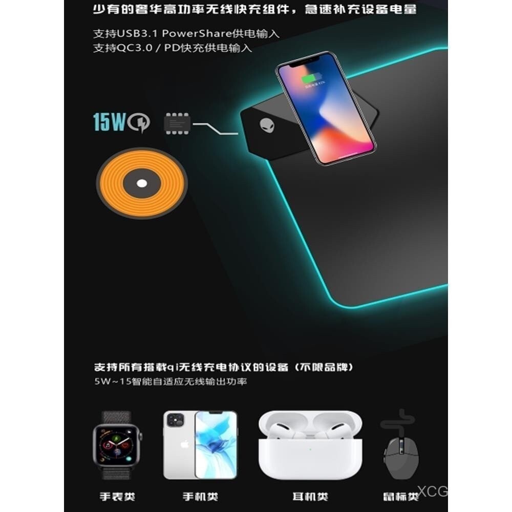ALIENWARE Alienware Charging Mouse Pad Extra Large RGB Glowing Gaming ...