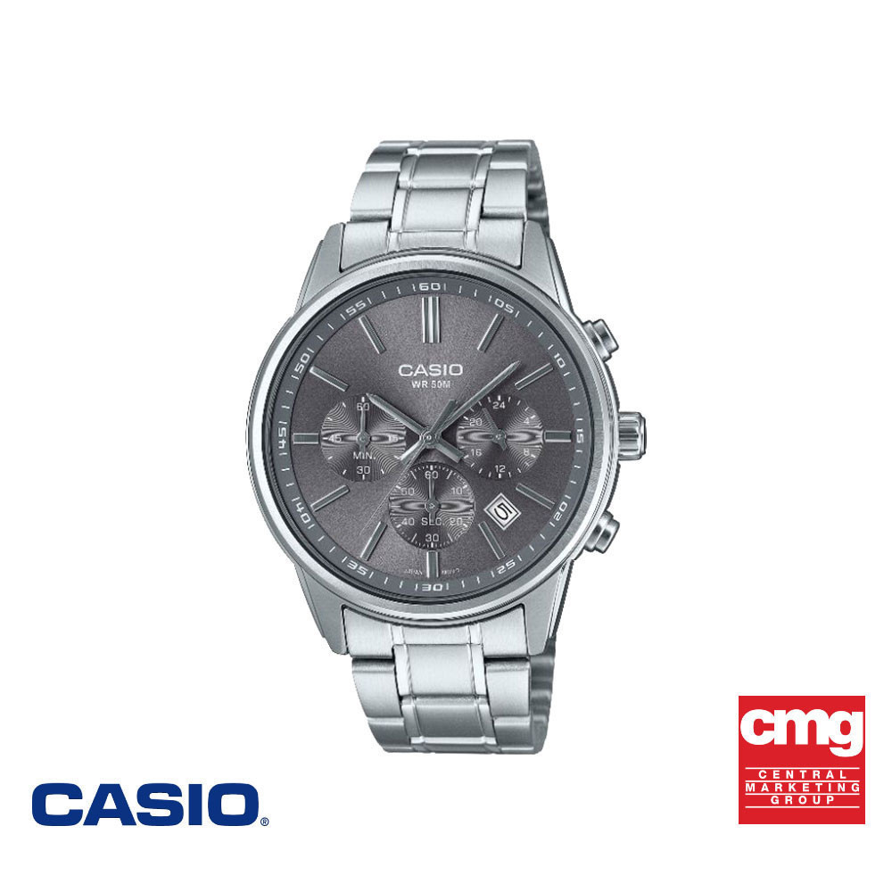 CASIO นาฬิกาข้อมือ CASIO รุ่น MTP-E515D-8AVDF วัสดุสเตนเลสสตีล สีเทา