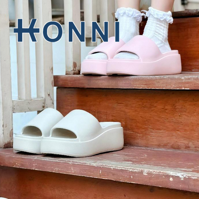 KONNI สำหรับฤดูร้อน นุ่มสบาย สไตล์แฟชั่น ผู้หญิงพื้นหนาแบบใหม่รองเท้าแตะ แบบสวม น้ำหนักเบา EVA รองเท้าแตะพื้นหนาอีวา