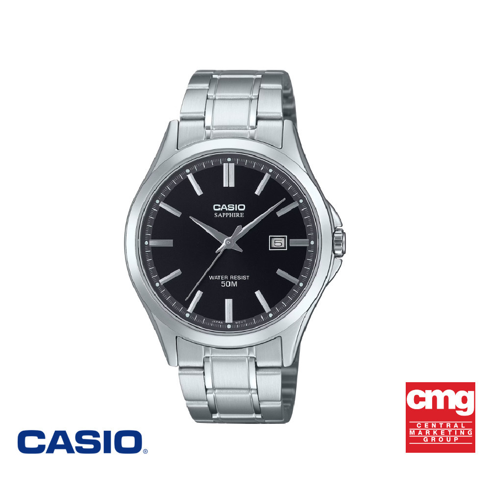 CASIO นาฬิกาข้อมือ รุ่น MTS-115D-1AVDF สายสแตนเลสสตีล สีดำ
