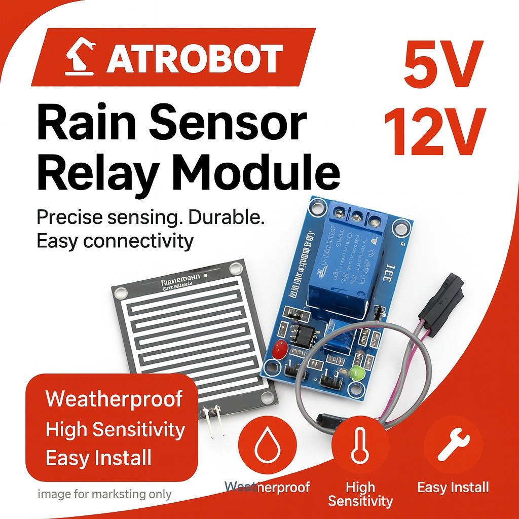 MH-RD Rain Sensor เซ็นเซอร์ฝน+รีเลย์ 5V (Single panel, แผ่นใหญ่ ต่อ 2 ...