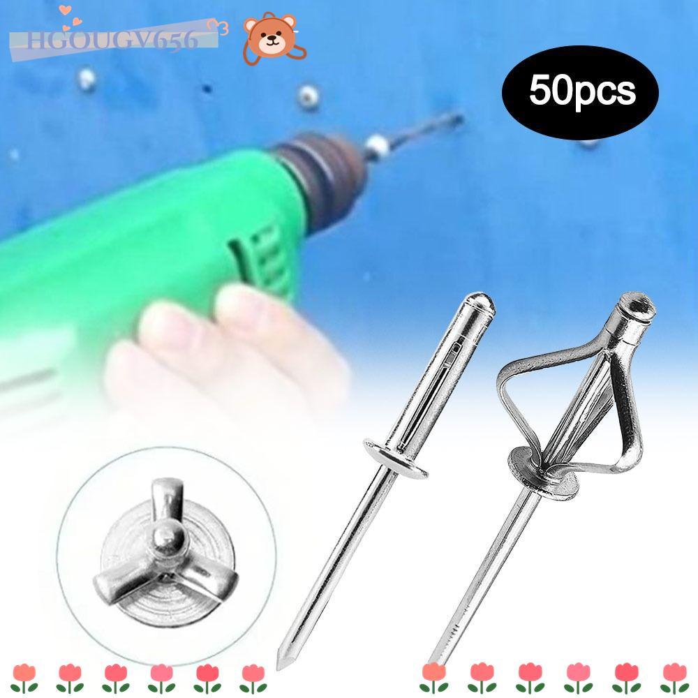 HGOUGVT 50 ชิ้นพับตาบอด Rivet, Silver Tri-fold อลูมิเนียม Rivet, หัวกลม ...