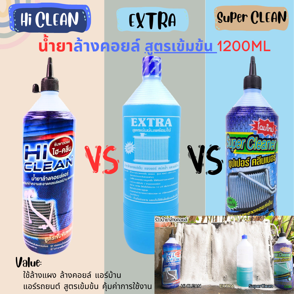 น้ำยาล้างคอยล์แอร์ Hi-Clean นน.1,340กรัม / Super Clean นน.1,240กรัม ...