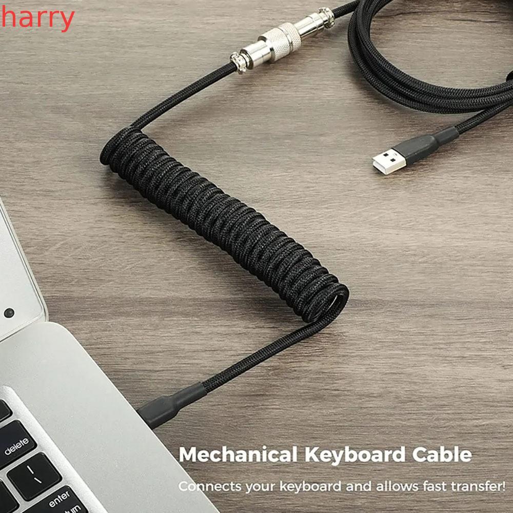 HARRY Mechanical Keyboard Type C สาย USB, การออกแบบขดพอร์ต USB a Mechanical Keyboard Coiled Cable, USB a To Type C Aviation Connector Mechanical Keyboard Coiling Cord