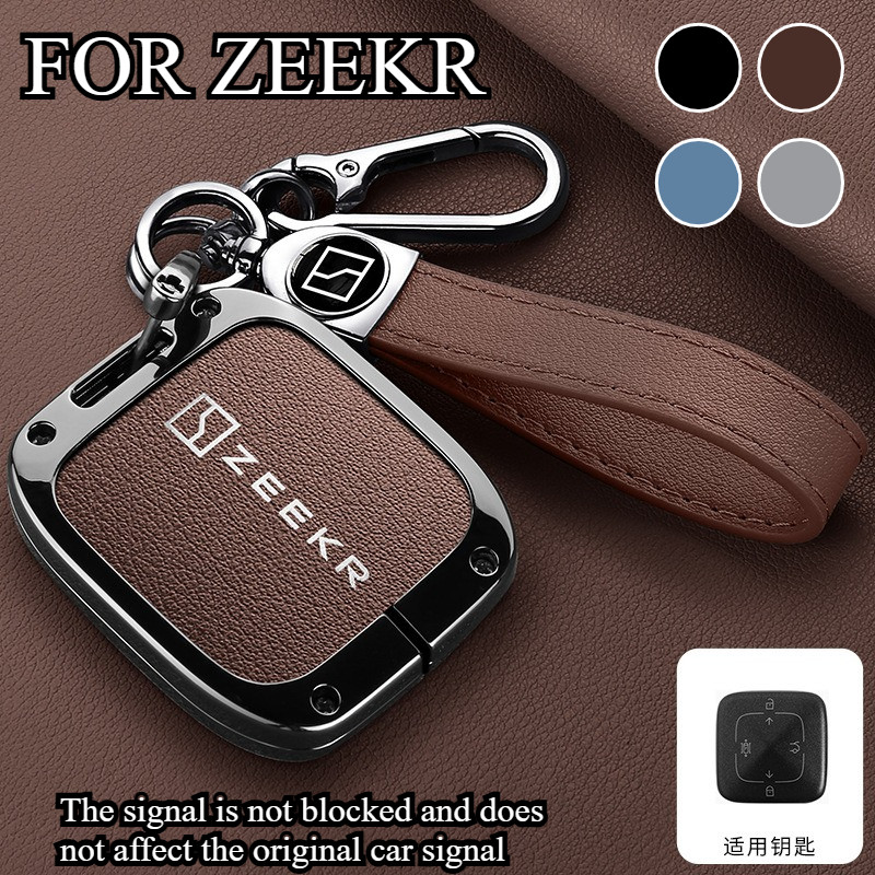 สังกะสีอัลลอยด์รถสมาร์ท Key Fob กรณีเปลือก Goatskin ของแท้หนังปุ่ม ...