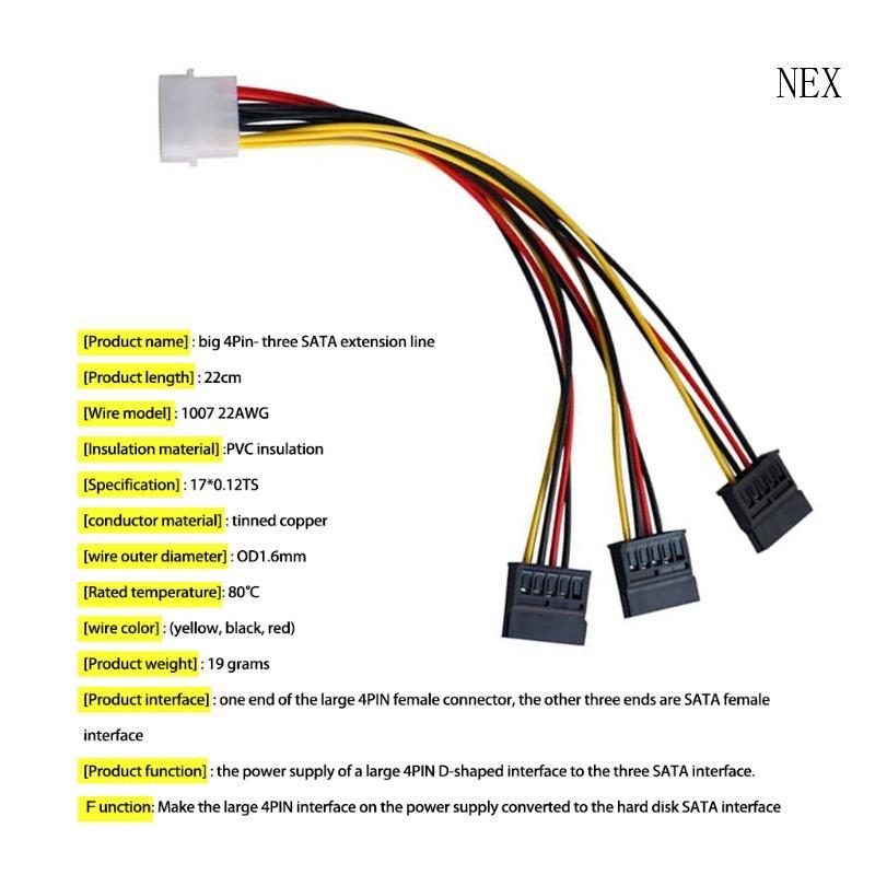 NEX 1 PC 4 Pin IDE Molex ถึง 3 Power Splitter Extension Cable ...