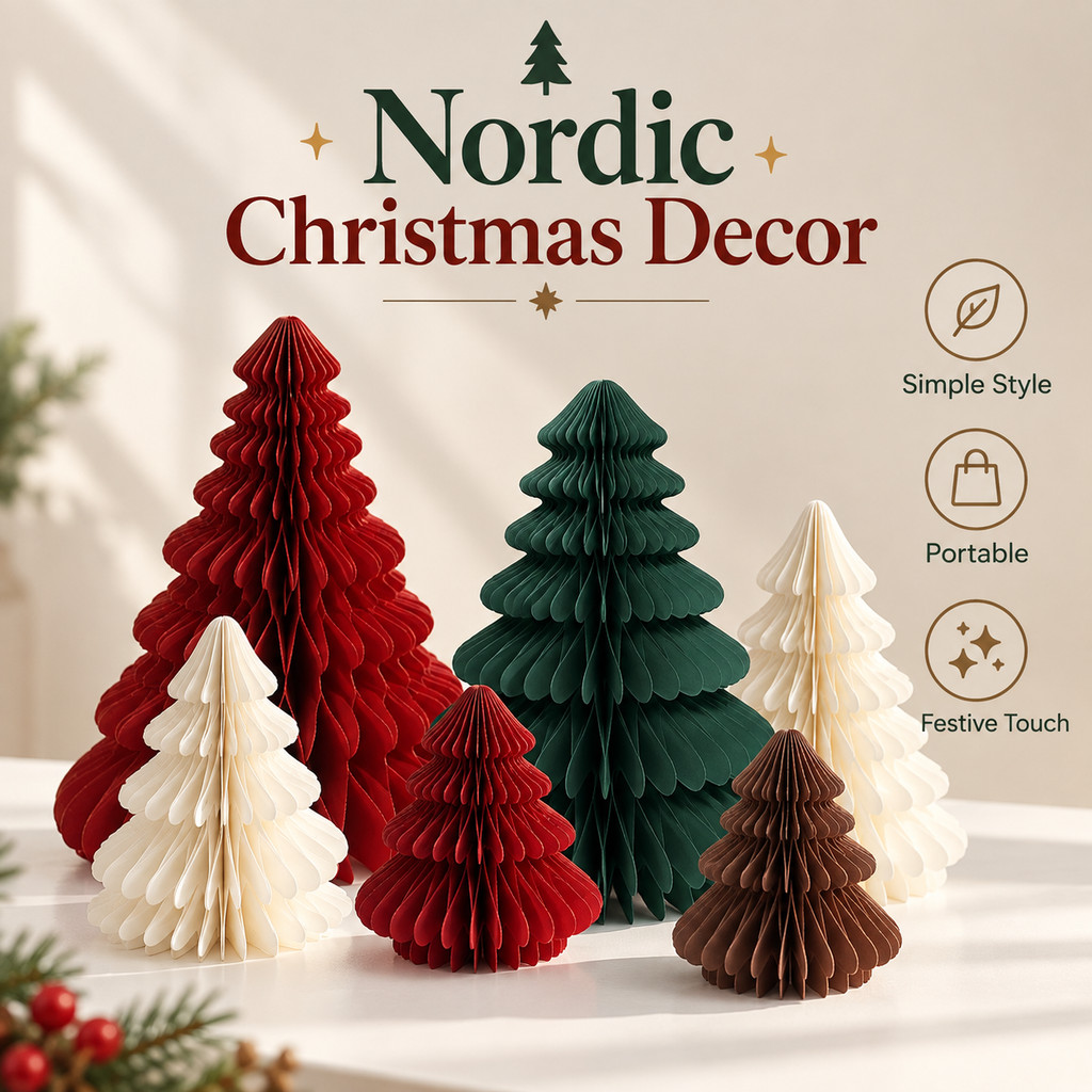 เครื่องประดับ 3D กระดาษต้นคริสต์มาสรังผึ้ง Xmas Party ตกแต่งลูกบอลกระดาษงานฝีมือ