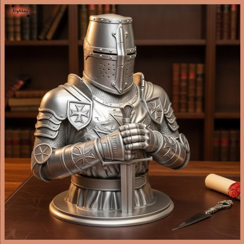 XBK 3D พิมพ์เงิน Templar Knight หน้าอกรูปปั้น Gothic ประติมากรรมประวัติ ...