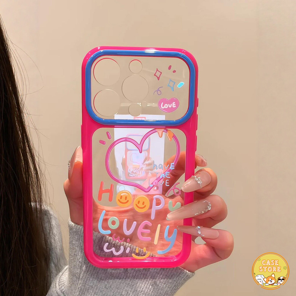 เคส ลายหัวใจข้อความ Happy Lovely สำหรับ iPhone 17Air 14 15 Pro 13 17 ...