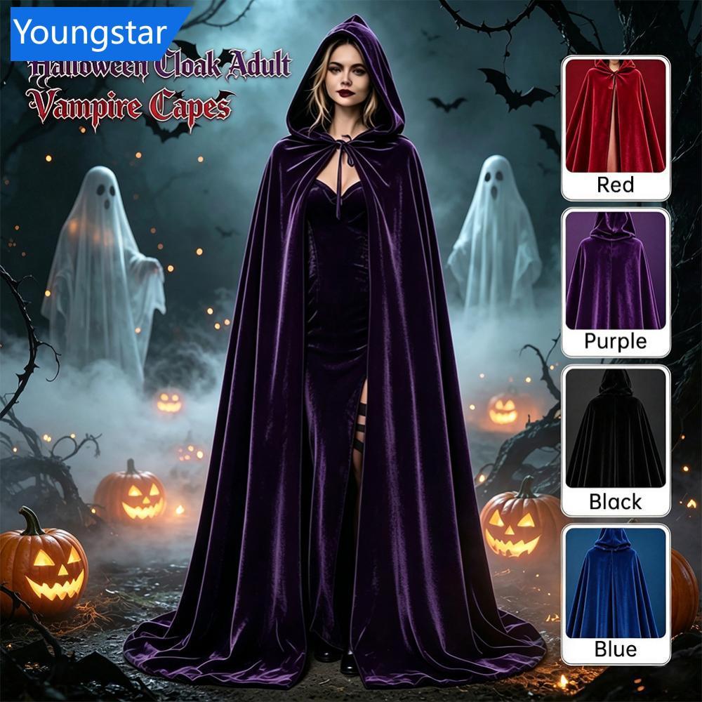 FYY Unisex ฮาโลวีน Hooded Cape ผู้ใหญ่เด็ก 90-170 ซม.สีดํา Reaper เสื้อคลุมสําหรับ Vampire Wizard คอสเพลย์ Party R6Z7