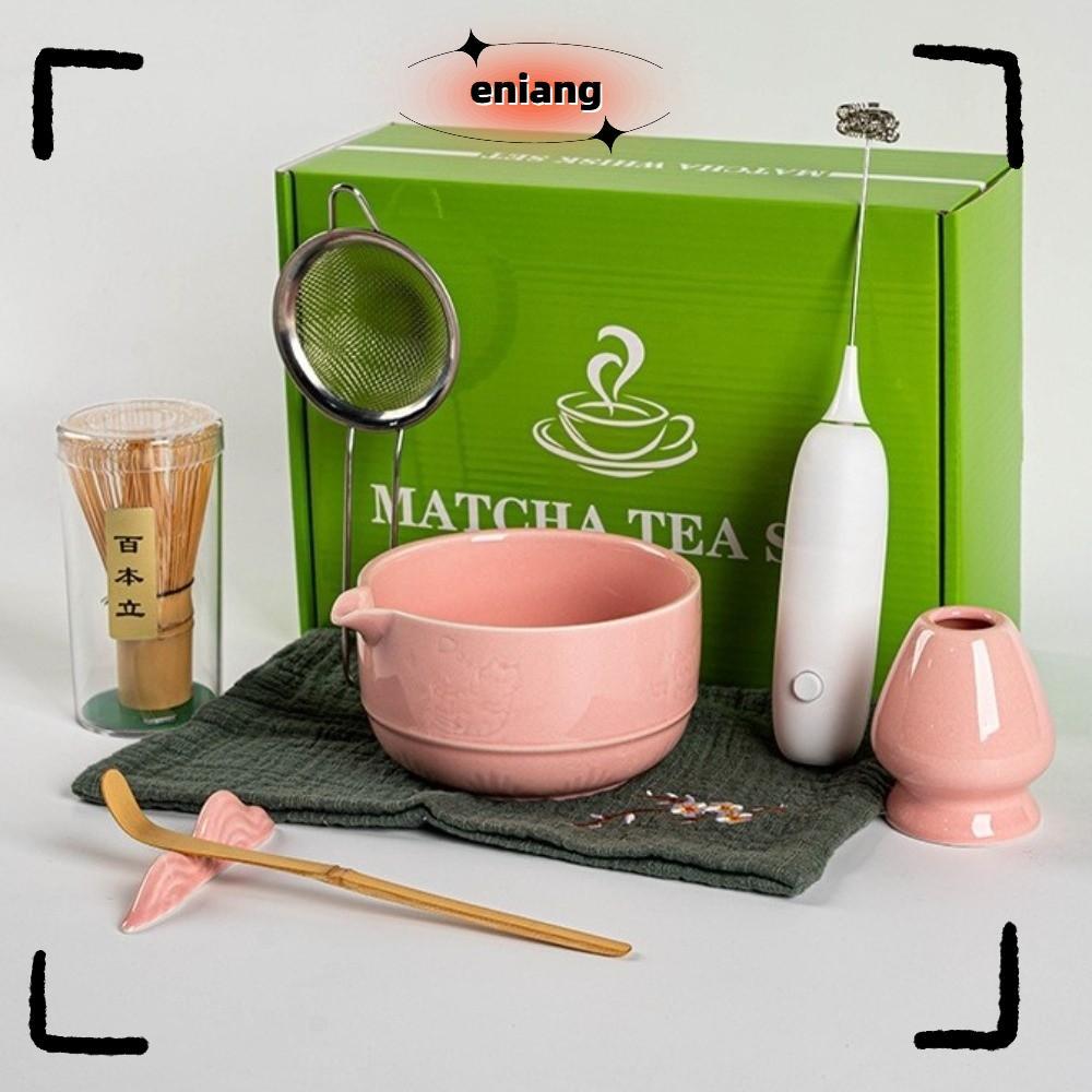 ENIANG 8PCS ชุดชามัทฉะญี่ปุ่น,ไม้ไผ่เซรามิคเกรดอาหาร Matcha Whisk,แบบ ...
